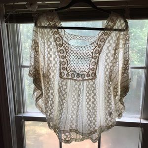 Maurices white lace boho sheer top big sleeves
